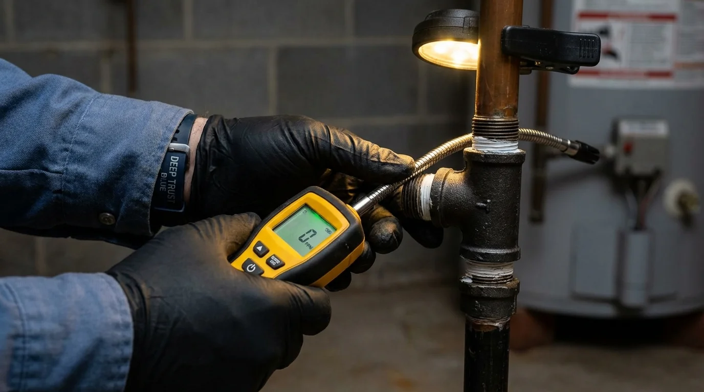 Gas leak detection with electronic sniffer by Johns Plumbing LLC in Semmes