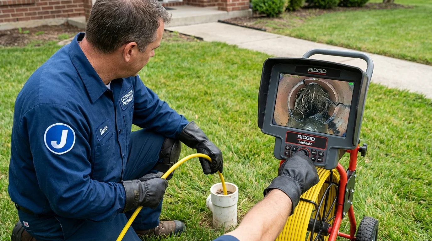 Sewer camera inspection being performed by Johns Plumbing LLC in Semmes