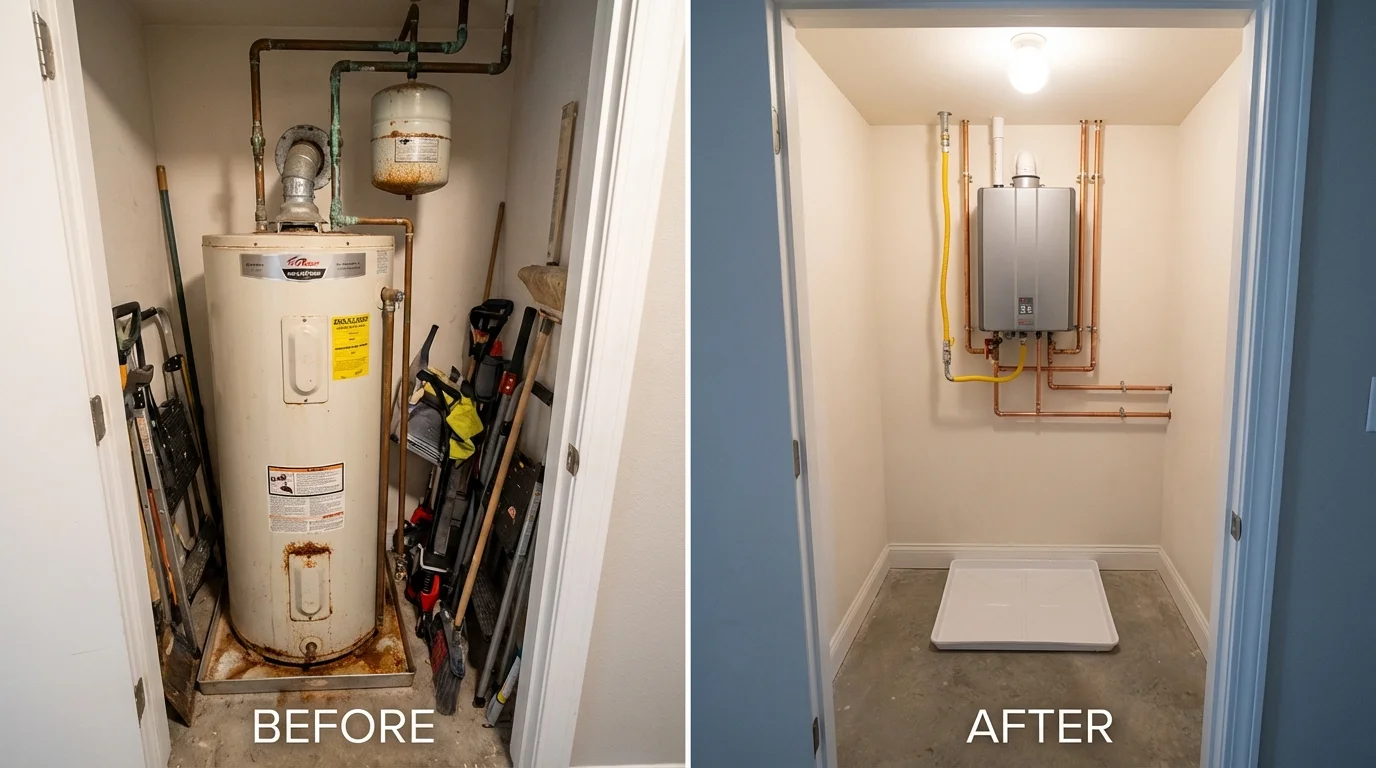 Tank water heater versus wall-mounted tankless unit comparison for Semmes, AL homeowners